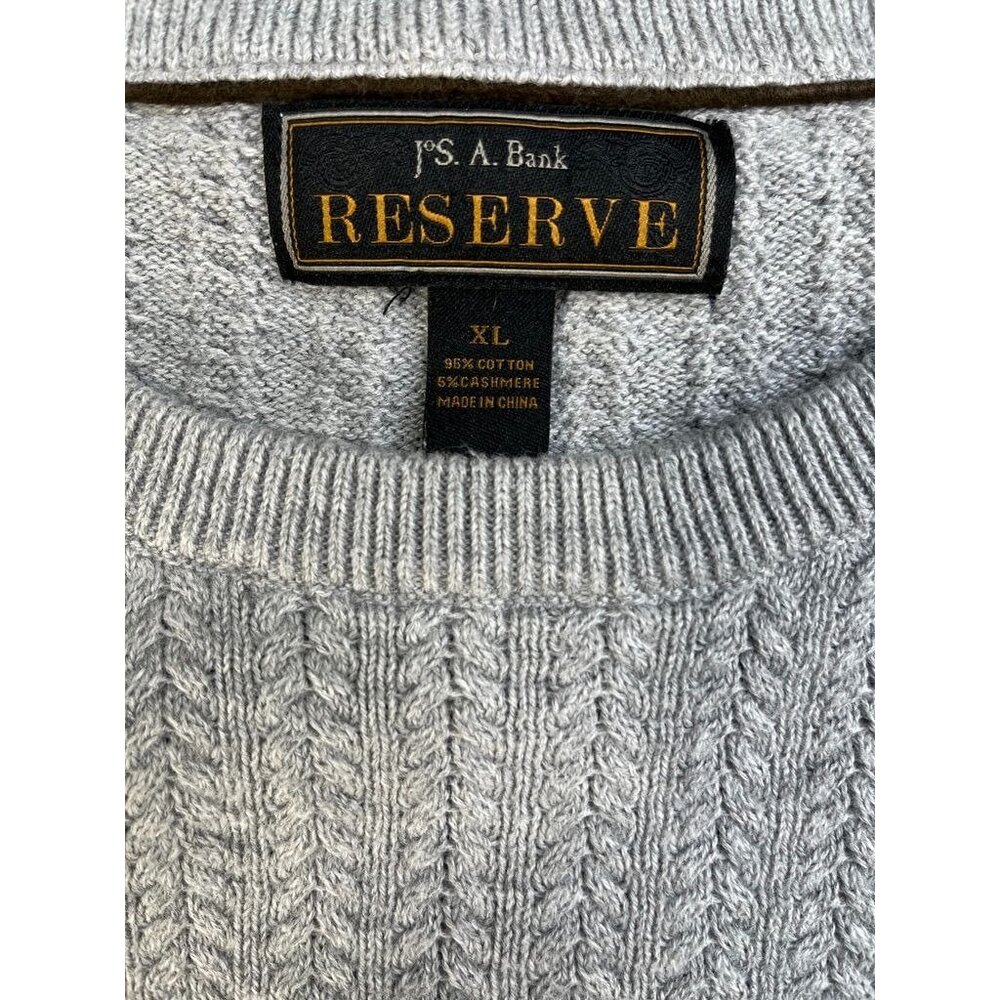 Jos A Bank Reserve Collection Cotton & Cashmere Crew Neck Sweater size XL Grey - Picture 2 of 7